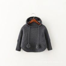 High quality plain grey blank design knitted sweater custom baby girls hoodies